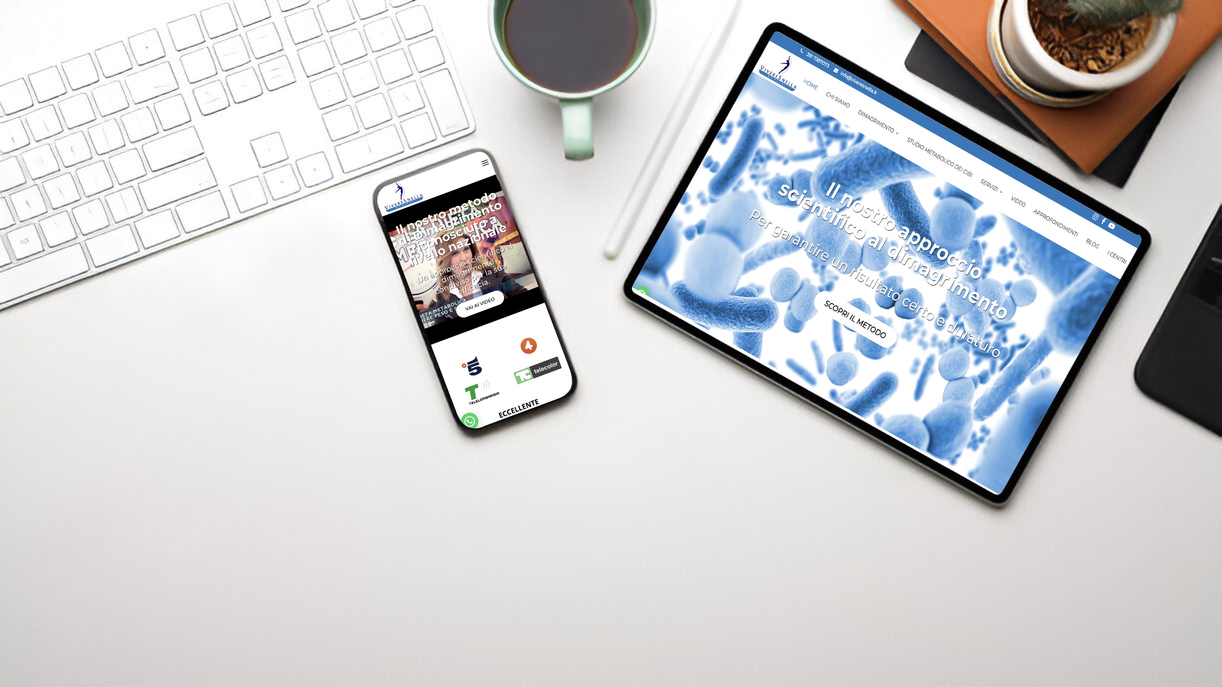 responsive-viveresnella layout portale medico Viveresnella su dispositivi desktop e mobile