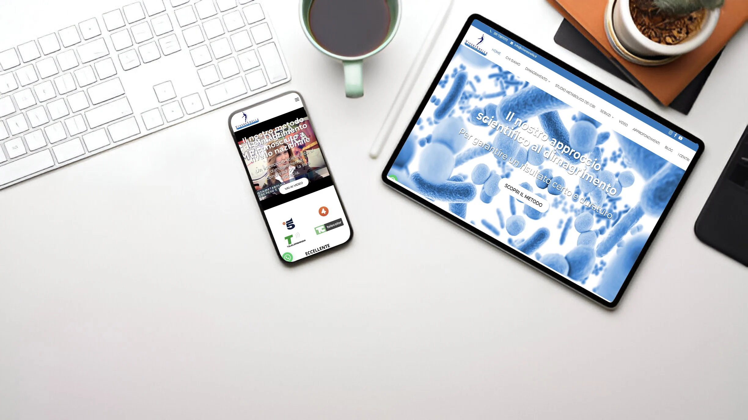 responsive-viveresnella layout portale medico Viveresnella su dispositivi desktop e mobile